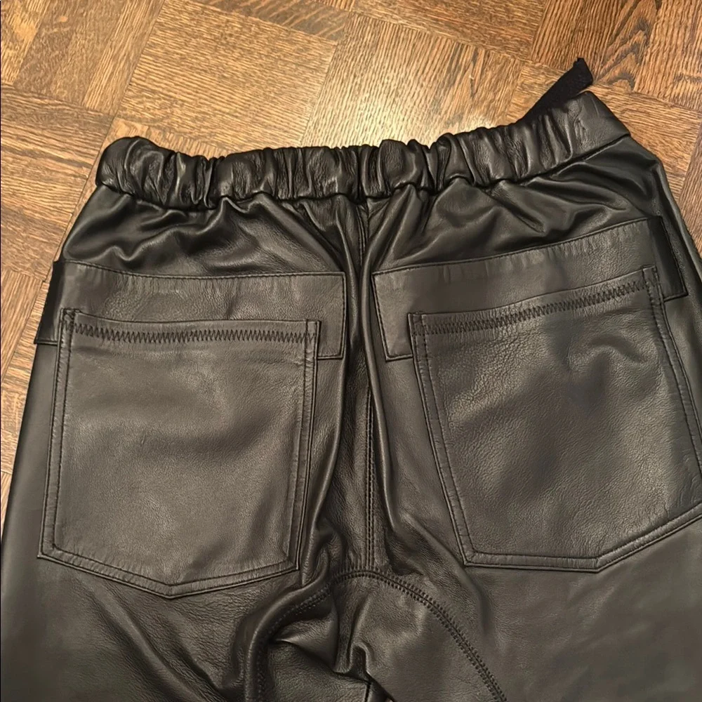Zara 100% genuine black leather Jogger pant size XS - Picture 7 of 10